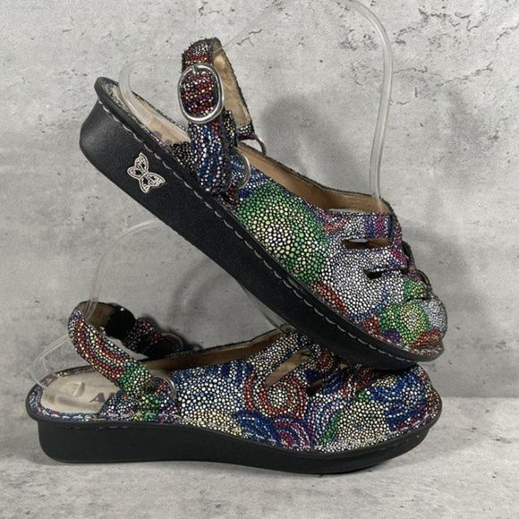 Alegria FRE-387 Freesia Womens 7.5 / 38 Rainbow Leather Slingback Clogs Mules - Picture 5 of 8